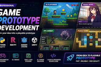 create a game prototype in python, renpy, godot, or unity