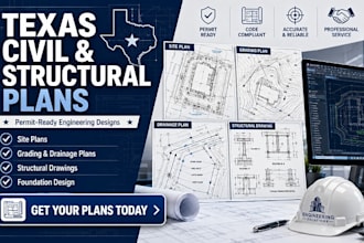 design texas civil engineering site plans, grading plans, and structural drawing