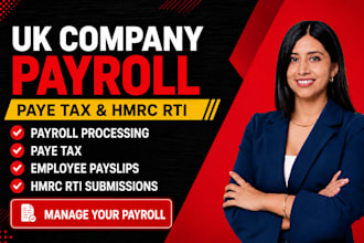 handle UK company payroll, paye tax, payslips and hmrc rti submissions