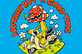 create vintage t shirt, taco, cartoon logo and sticker design