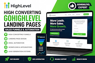 build gohighlevel landing page,gohighlevel website, salesfunnel or any platform