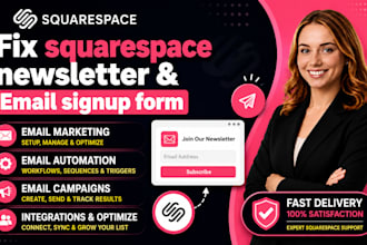 fix squarespace newsletter, email signup form, email marketing and automation