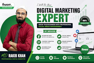 manage your social media business pages, content upload, and monthly mark