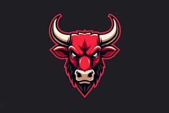 make an amazing bull head mascot logo design in one day
