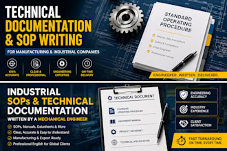 write industrial technical documentation and sops for manufacturing companies