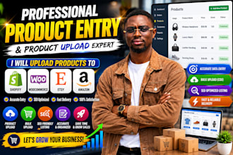 product entry,upload products to shopify, woocommerce, etsy and amazon