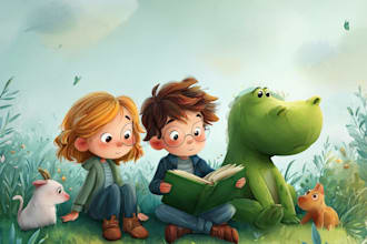 draw children book illustration and storybook cover