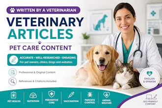 write professional veterinary and pet care articles