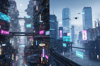 design an futuristic cyberpunk city for you