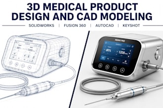 do 3d medical product design, cad modeling and rendering in solidworks