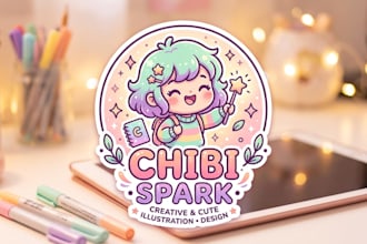 design a cute chibi logo for your brand