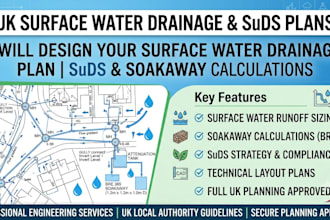 prepare soakaway calculations, suds report and surface water drainage plan