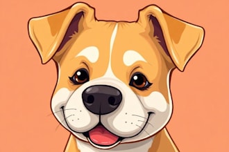 draw vector cartoon for your pet, dog pet potrait