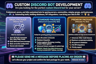 develop a professional custom discord bot for your server