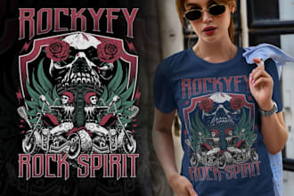 design retro trucking, motorbike, rock music logo or t shirt design