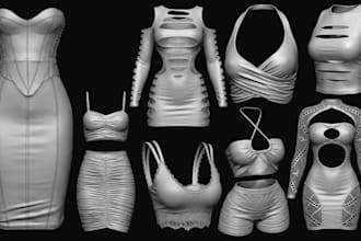 create realistic 3d second life clothing, mesh outfits with 3d rigging