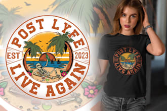 make vintage, music guitar, fishing, beach logo and t shirt design