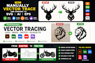 manually vector trace and convert silhouette to svg ai eps