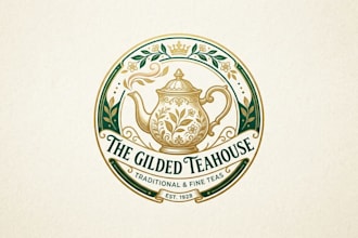 design an elegant tea house logo for your brand