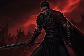 draw custom dark berserk style art in high quality