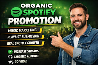 do organic spotify promotion, music marketing , playlist submission