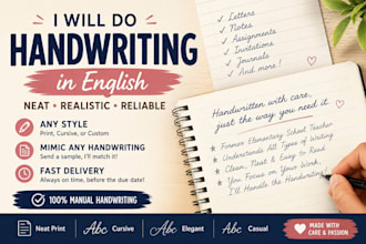create authentic handwritten documents in english