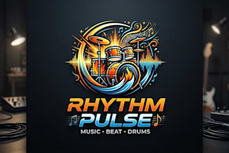design a creative drum logo for musicians, bands, and music brands