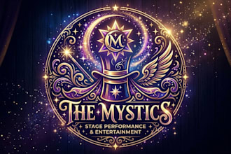 design a magical magician logo for stage performers, brands, and entertainment