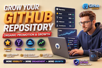 promote github repository, github project for organic stars, viewers and follow