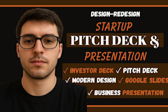 design startup business pitch deck, investor deck and fundraising presentation