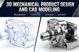 3d mechanical product design, prototyping and cad drawing