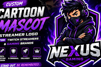 draw custom cartoon mascot, streamer logo for twitch streamer and gaming brand