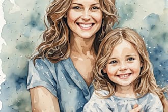 custom watercolor family portrait from photo