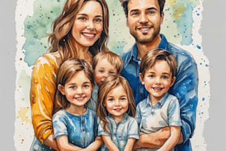 create a watercolor family portrait