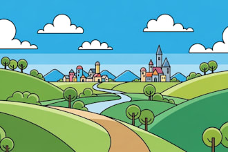 redraw landscape to cartoon vector