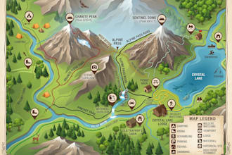 design custom illustrated maps for tourism, airbnb and hiking trails