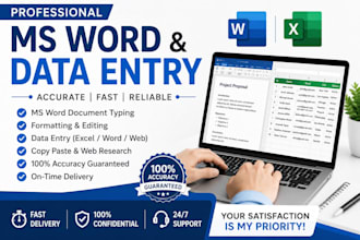 do professional ms word assignment formatting and data entry