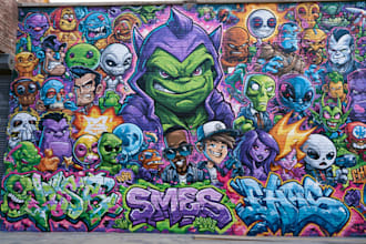 design canvas wall art and mural in graffiti street art