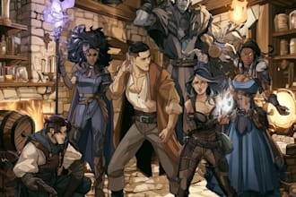 draw dnd character art and dnd party illustration