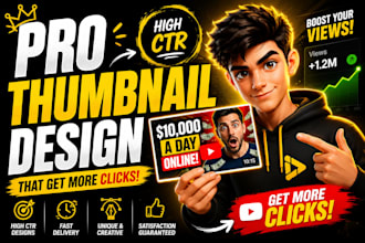 design high CTR youtube thumbnails for gaming, faceless and cash cow channels