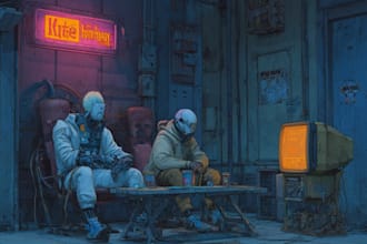 do cyberpunk scifi futuristic city no ai use