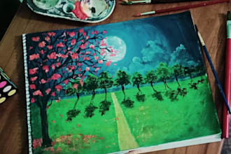 paint beautiful realistic acrylic landscape scenery for you