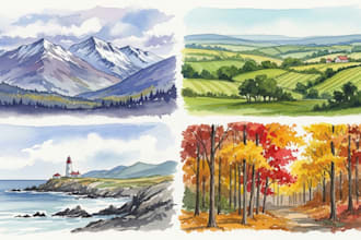 paint landscapes in watercolor