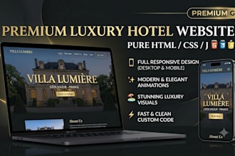 design a luxury hotel or resort website with pure HTML CSS and javascript