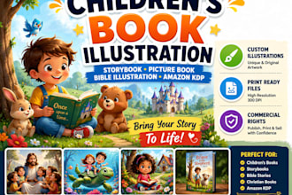 create captivating children book illustrations, storybook art, and picture book