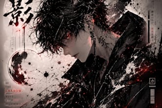 create dark aesthetic anime character art with cinematic poster design using ai