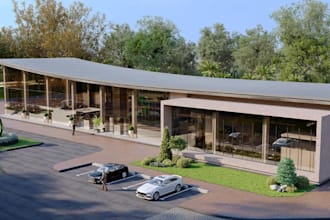 model from google map,visual commercial building, office layout plan,parking lot