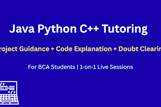 teach java python cpp for bca students with practical coding