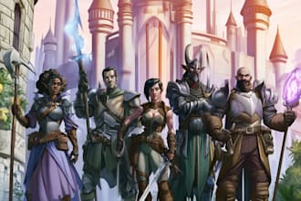 draw dnd character and dnd party illustration