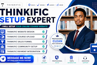 setup thinkific website course upload and sales funnel